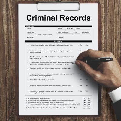 Criminal Records Insurance Form Graphic Concept